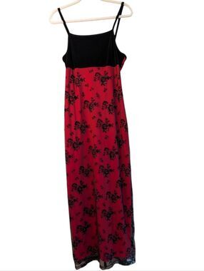 VTG Rocket Candy 90s Whimsigoth Red Floral Velvet Maxi Y2K Grunge Vampy Large